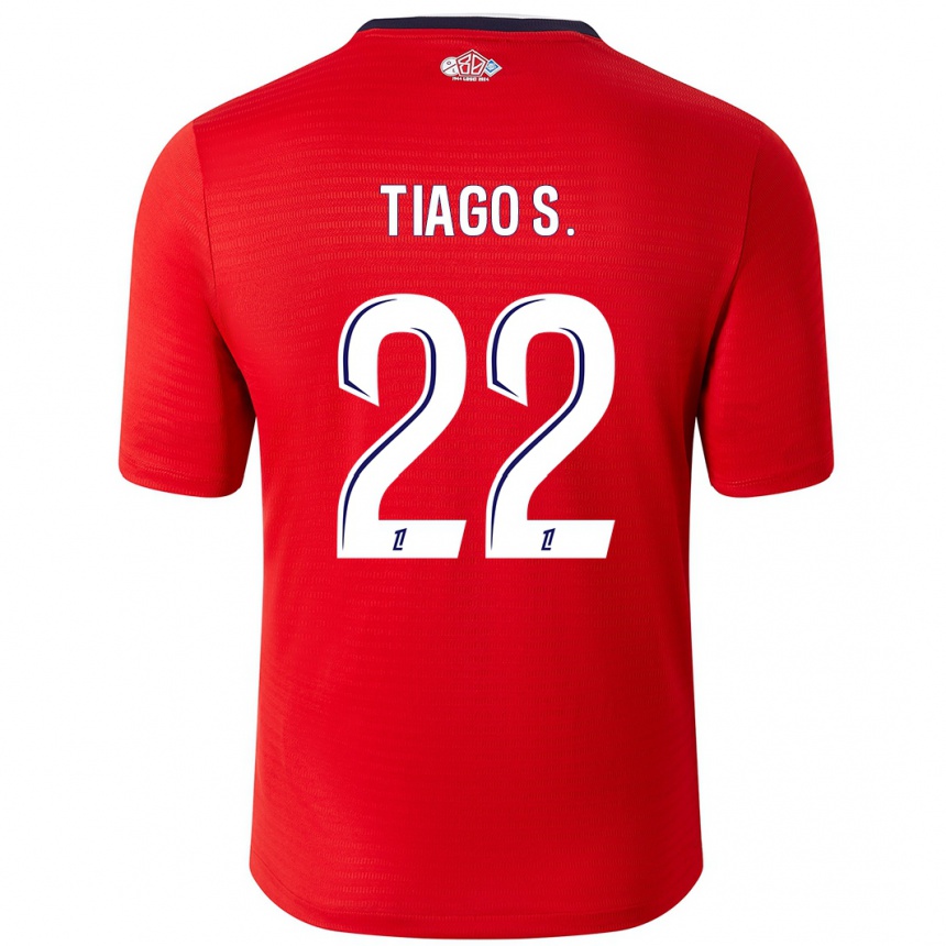 Niño Fútbol Camiseta Tiago Santos #22 Rojo Blanco 1ª Equipación 2024/25