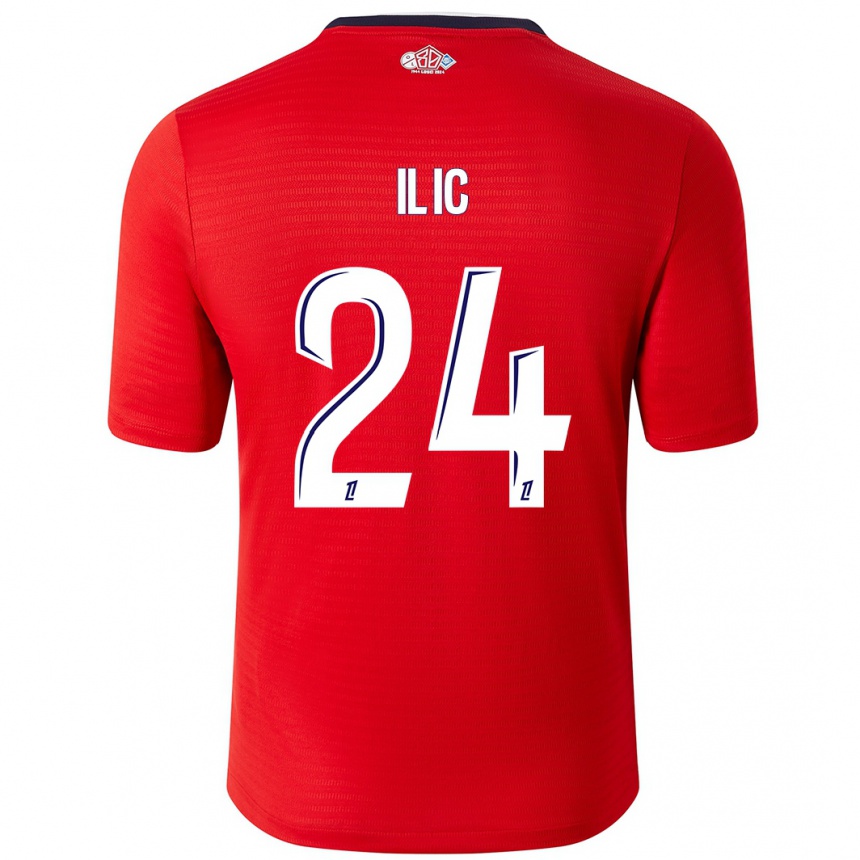 Niño Fútbol Camiseta Andrej Ilic #24 Rojo Blanco 1ª Equipación 2024/25