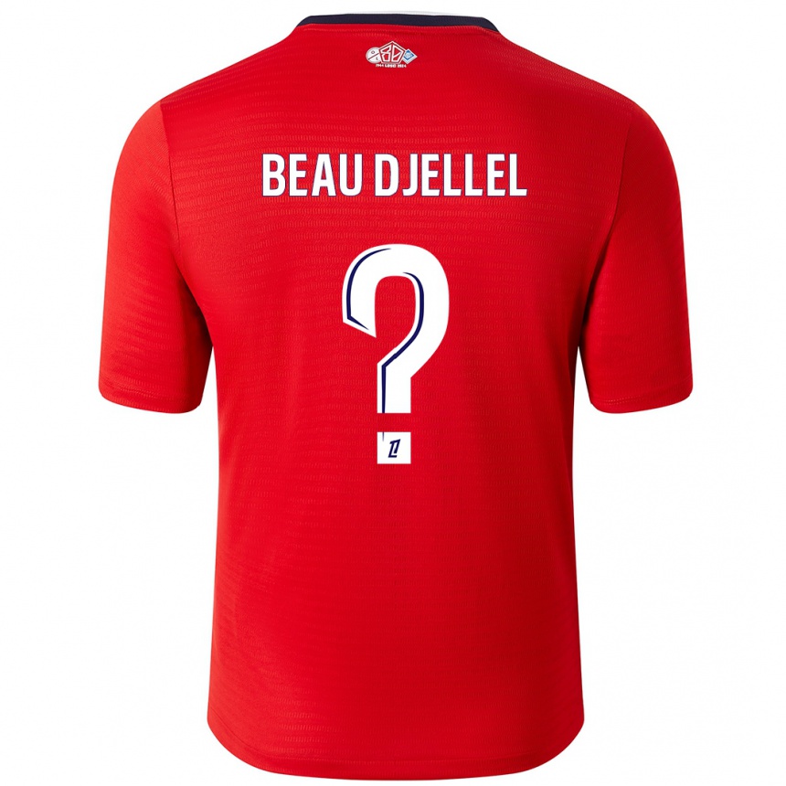 Niño Fútbol Camiseta Yanis Beau Djellel #0 Rojo Blanco 1ª Equipación 2024/25