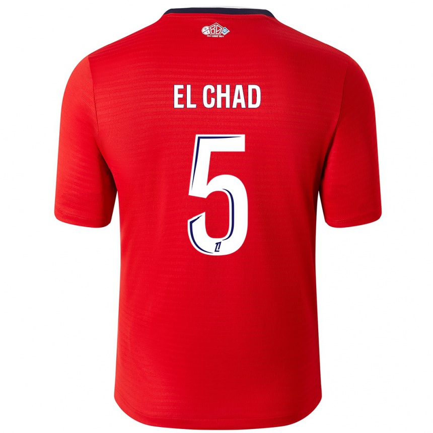 Niño Fútbol Camiseta Nesryne El Chad #5 Rojo Blanco 1ª Equipación 2024/25