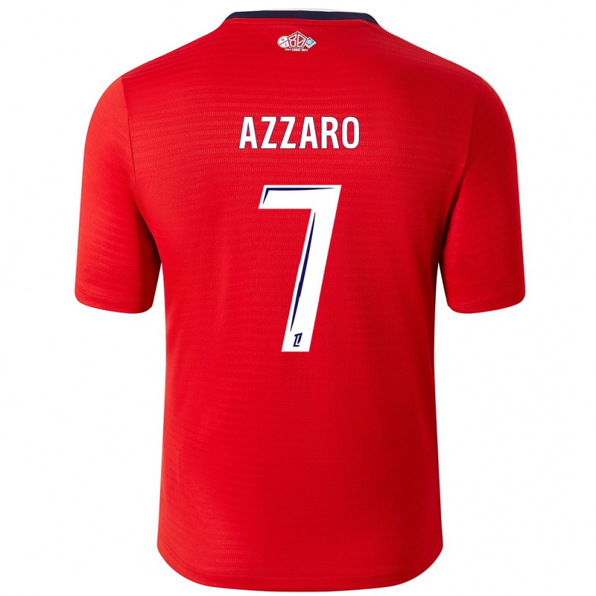 Niño Fútbol Camiseta Lorena Azzaro #7 Rojo Blanco 1ª Equipación 2024/25