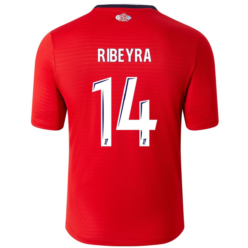 Niño Fútbol Camiseta Anaïs Ribeyra #14 Rojo Blanco 1ª Equipación 2024/25