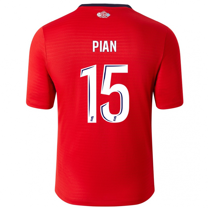 Niño Fútbol Camiseta Julie Pian #15 Rojo Blanco 1ª Equipación 2024/25