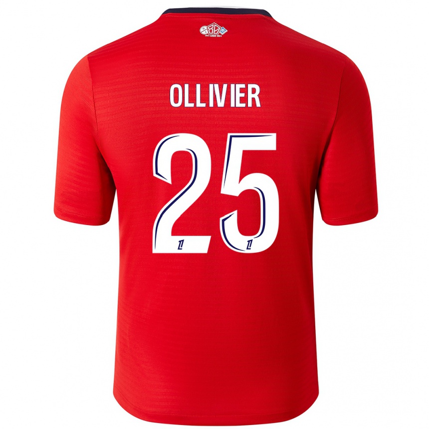 Niño Fútbol Camiseta Agathe Ollivier #25 Rojo Blanco 1ª Equipación 2024/25