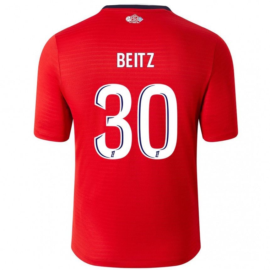 Niño Fútbol Camiseta Taylor Beitz #30 Rojo Blanco 1ª Equipación 2024/25