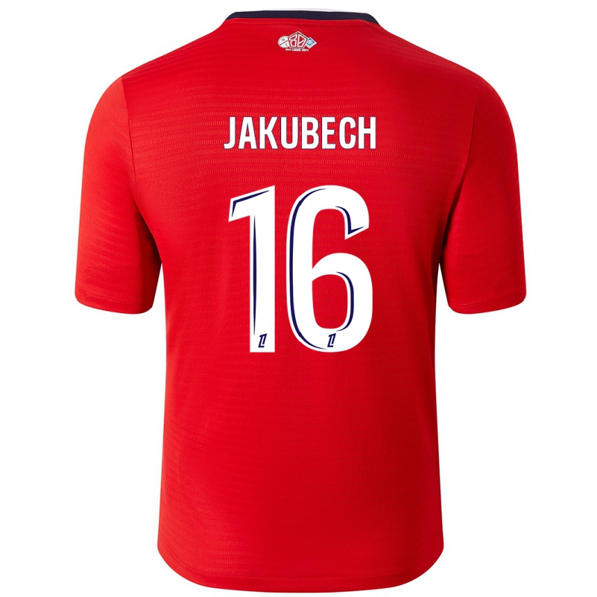 Niño Fútbol Camiseta Adam Jakubech #16 Rojo Blanco 1ª Equipación 2024/25