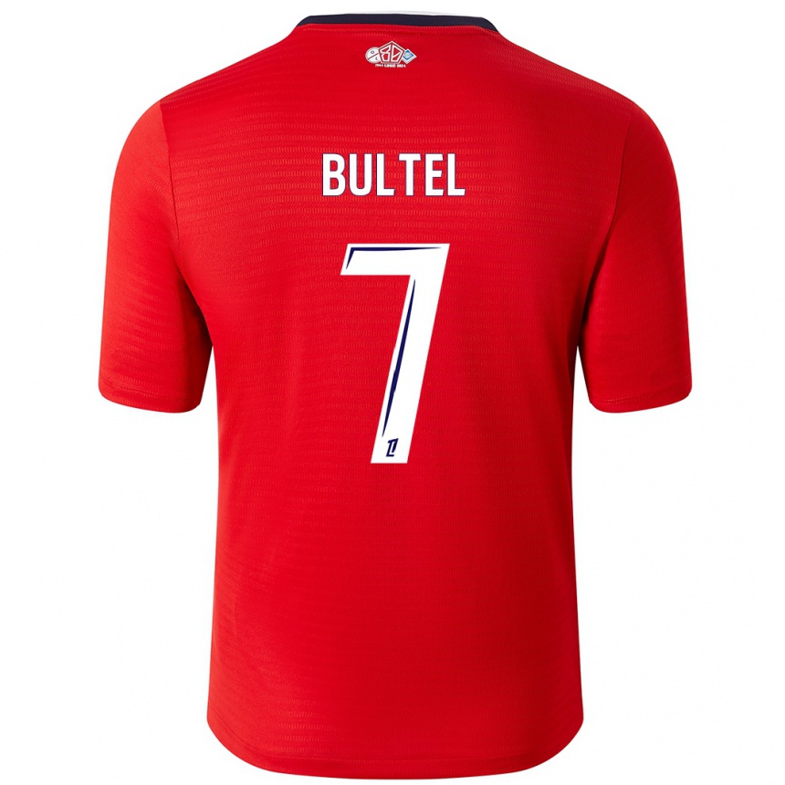 Niño Fútbol Camiseta Ludivine Bultel #7 Rojo Blanco 1ª Equipación 2024/25