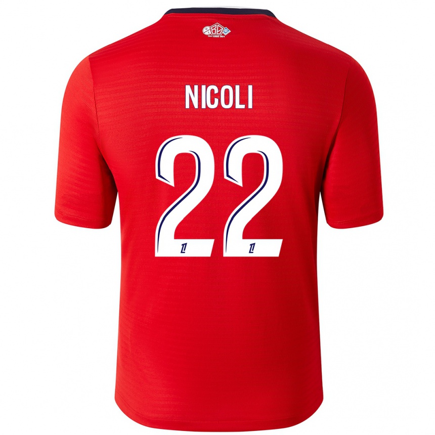 Niño Fútbol Camiseta Morgane Nicoli #22 Rojo Blanco 1ª Equipación 2024/25