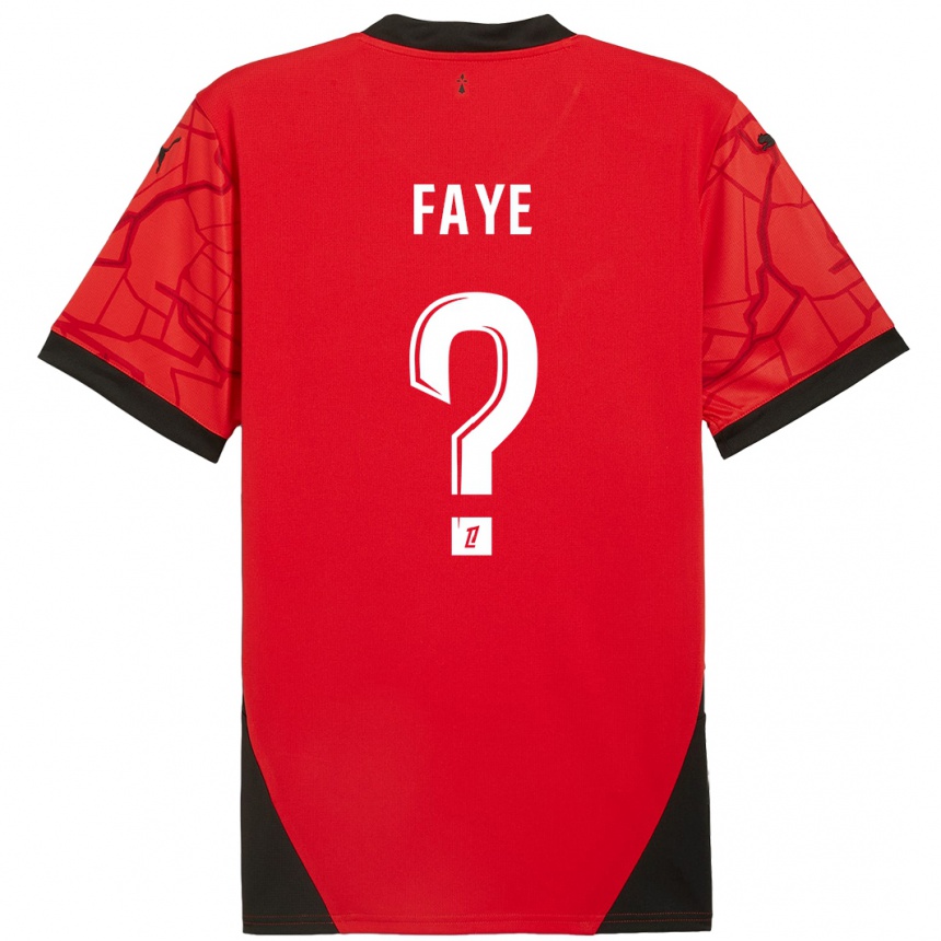 Niño Fútbol Camiseta Mikayil Faye #0 Rojo Negro 1ª Equipación 2024/25