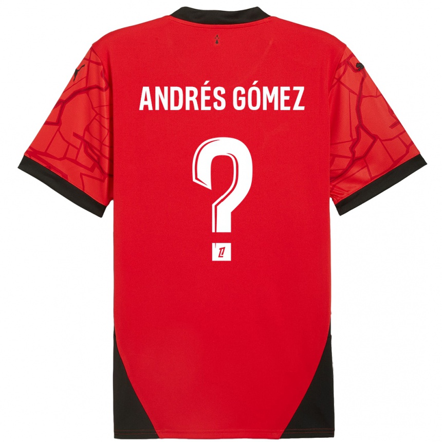 Niño Fútbol Camiseta Carlos Andrés Gómez #0 Rojo Negro 1ª Equipación 2024/25