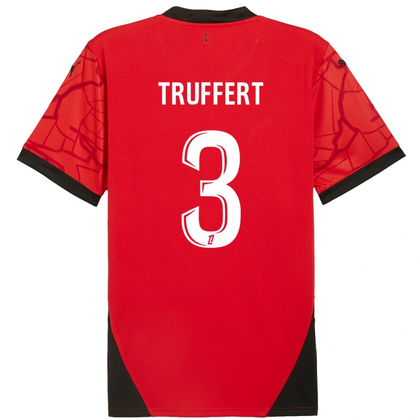 Niño Fútbol Camiseta Adrien Truffert #3 Rojo Negro 1ª Equipación 2024/25