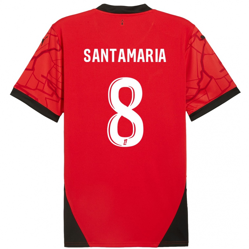 Niño Fútbol Camiseta Baptiste Santamaria #8 Rojo Negro 1ª Equipación 2024/25