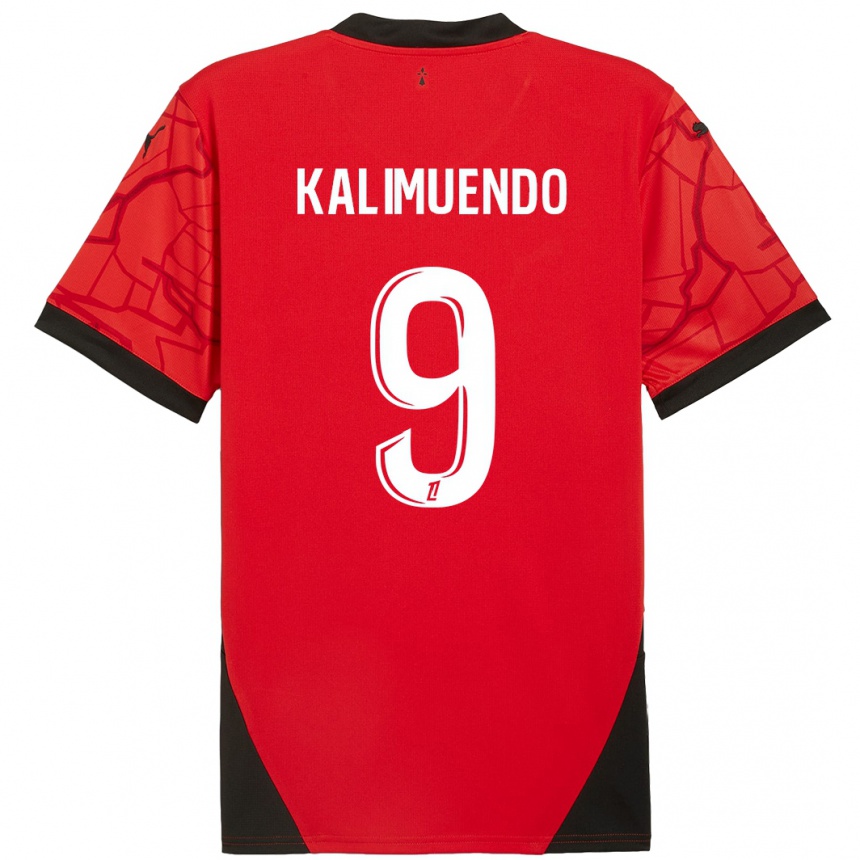 Niño Fútbol Camiseta Arnaud Kalimuendo #9 Rojo Negro 1ª Equipación 2024/25