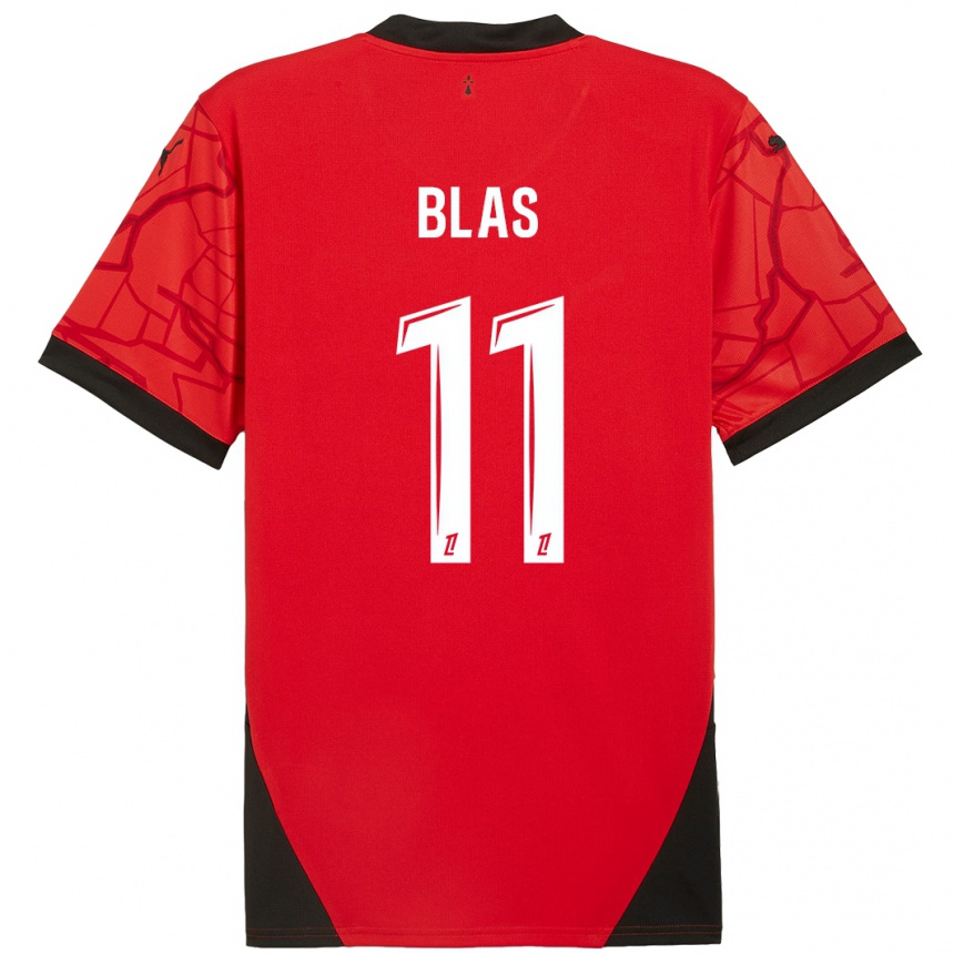 Niño Fútbol Camiseta Ludovic Blas #11 Rojo Negro 1ª Equipación 2024/25