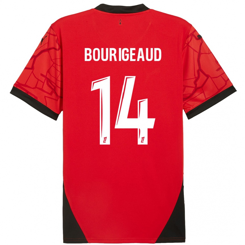 Niño Fútbol Camiseta Benjamin Bourigeaud #14 Rojo Negro 1ª Equipación 2024/25