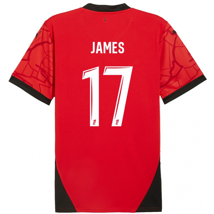 Niño Fútbol Camiseta Jordan James #17 Rojo Negro 1ª Equipación 2024/25