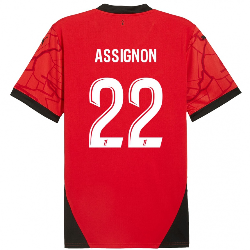 Niño Fútbol Camiseta Lorenz Assignon #22 Rojo Negro 1ª Equipación 2024/25