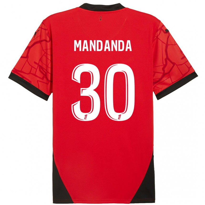 Niño Fútbol Camiseta Steve Mandanda #30 Rojo Negro 1ª Equipación 2024/25