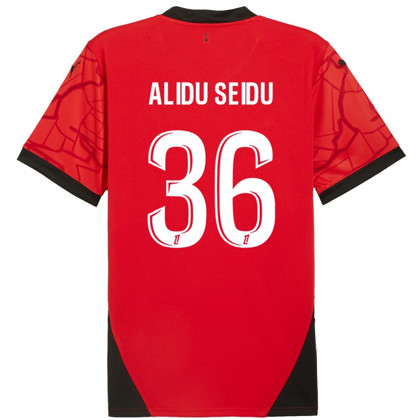 Niño Fútbol Camiseta Alidu Seidu #36 Rojo Negro 1ª Equipación 2024/25