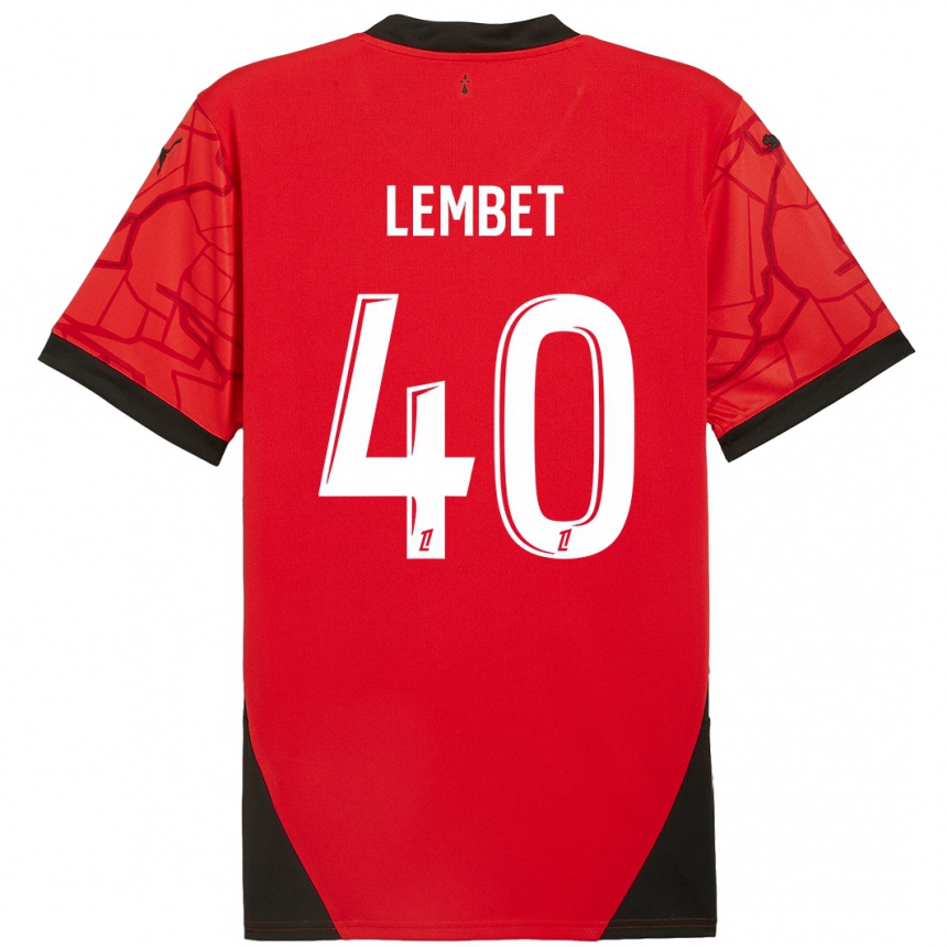 Niño Fútbol Camiseta Geoffrey Lembet #40 Rojo Negro 1ª Equipación 2024/25