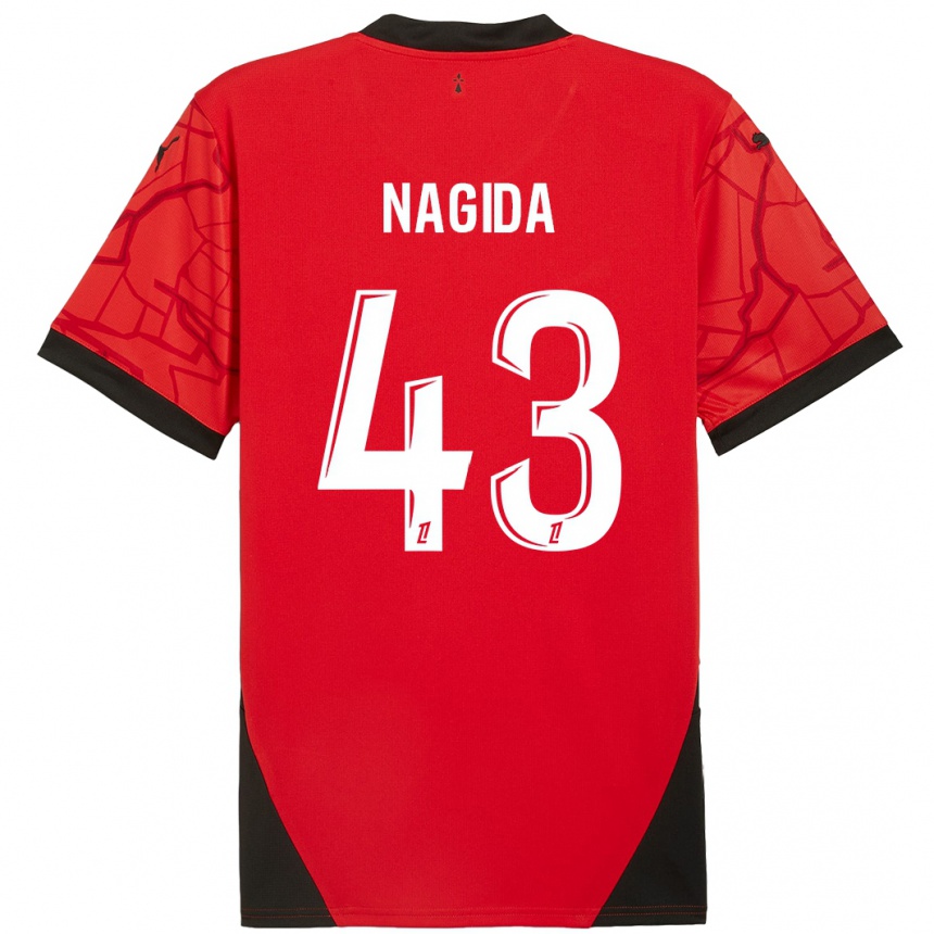 Niño Fútbol Camiseta Mahamadou Nagida #43 Rojo Negro 1ª Equipación 2024/25