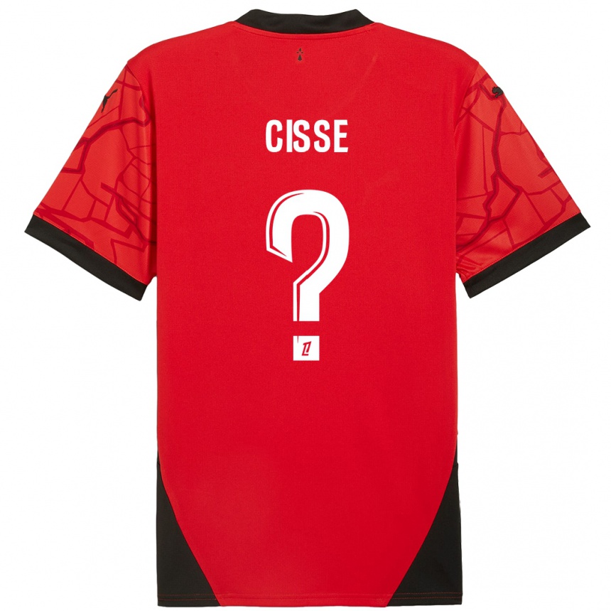 Niño Fútbol Camiseta Djaoui Cissé #0 Rojo Negro 1ª Equipación 2024/25