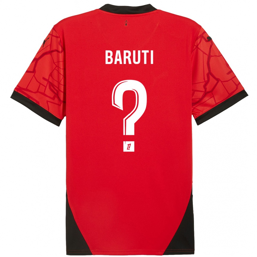 Niño Fútbol Camiseta Kelian Baruti #0 Rojo Negro 1ª Equipación 2024/25