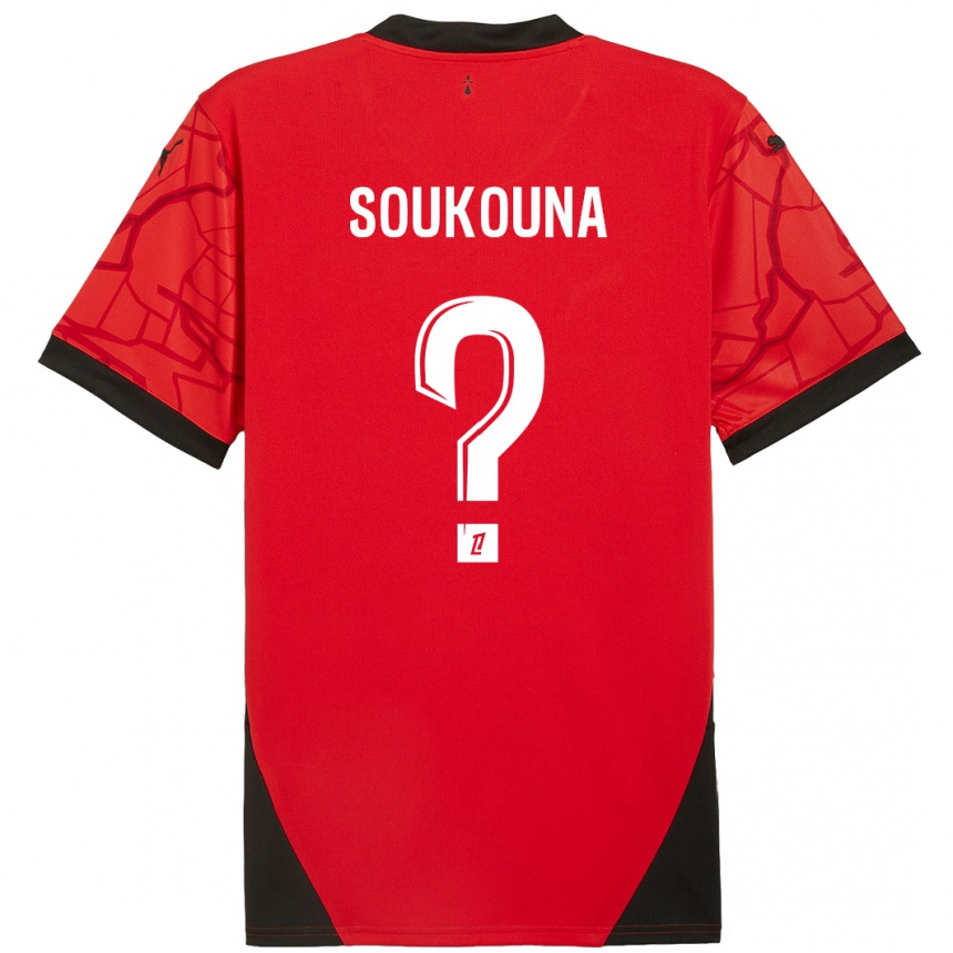 Niño Fútbol Camiseta Isiaka Soukouna #0 Rojo Negro 1ª Equipación 2024/25