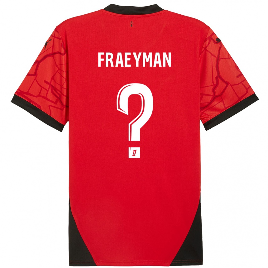 Niño Fútbol Camiseta Dorian Fraeyman #0 Rojo Negro 1ª Equipación 2024/25