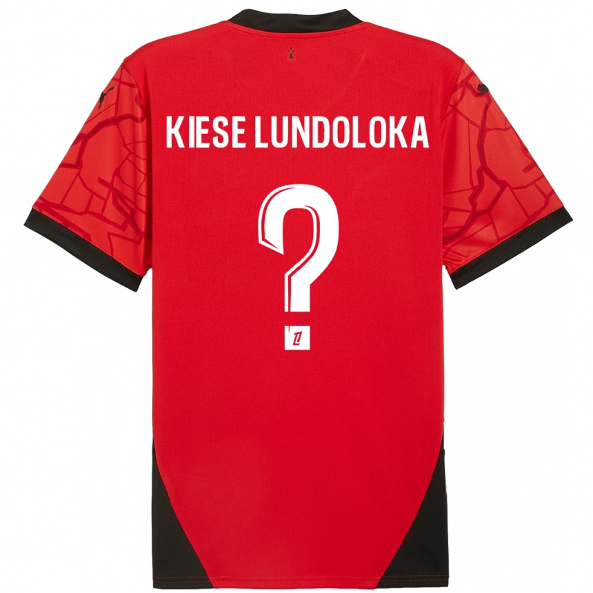 Niño Fútbol Camiseta Jeanslor Kiese Lundoloka #0 Rojo Negro 1ª Equipación 2024/25