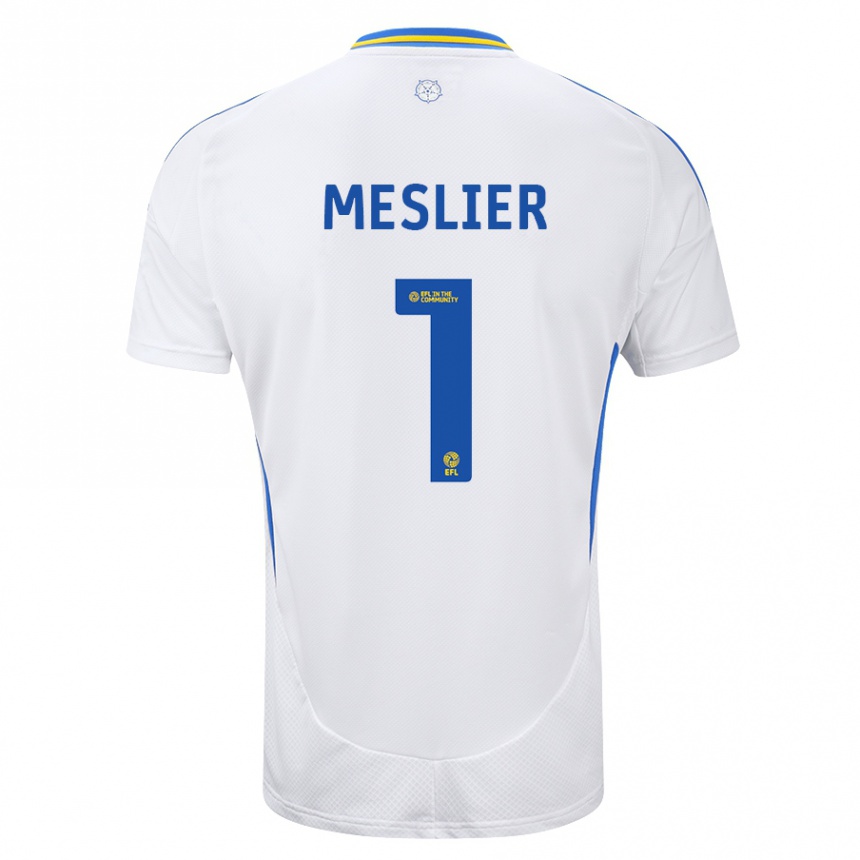 Niño Fútbol Camiseta Illan Meslier #1 Blanco Azul 1ª Equipación 2024/25