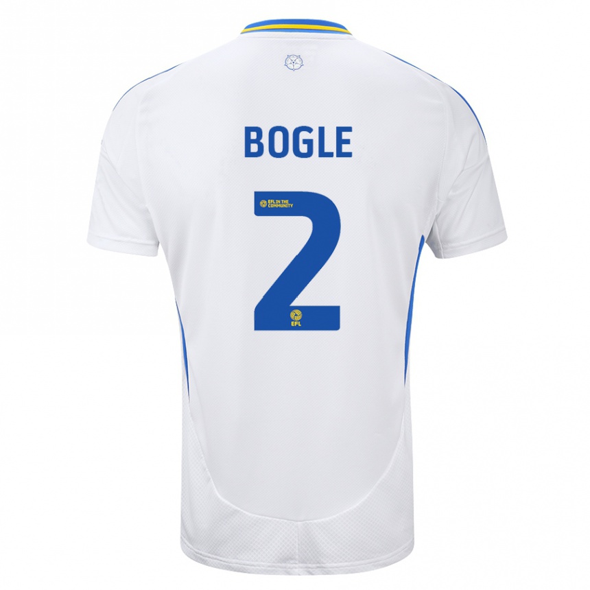 Niño Fútbol Camiseta Jayden Bogle #2 Blanco Azul 1ª Equipación 2024/25