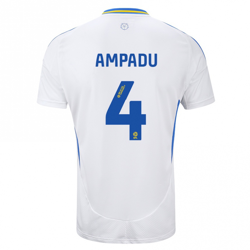 Niño Fútbol Camiseta Ethan Ampadu #4 Blanco Azul 1ª Equipación 2024/25