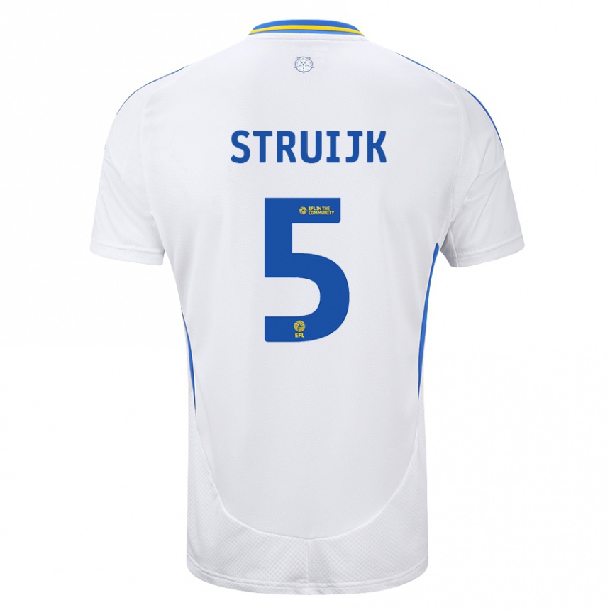 Niño Fútbol Camiseta Pascal Struijk #5 Blanco Azul 1ª Equipación 2024/25