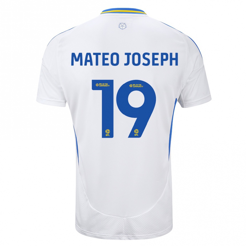 Niño Fútbol Camiseta Mateo Joseph #19 Blanco Azul 1ª Equipación 2024/25