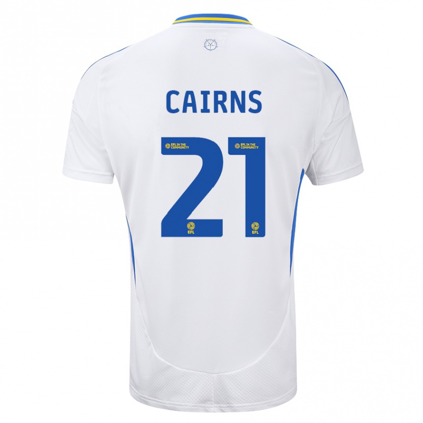 Niño Fútbol Camiseta Alex Cairns #21 Blanco Azul 1ª Equipación 2024/25