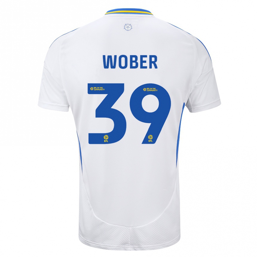 Niño Fútbol Camiseta Maximilian Wöber #39 Blanco Azul 1ª Equipación 2024/25