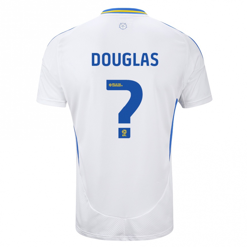 Niño Fútbol Camiseta Connor Douglas #0 Blanco Azul 1ª Equipación 2024/25