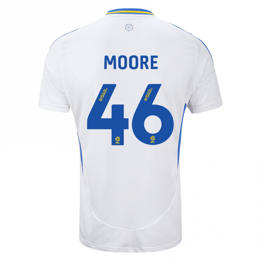 Niño Fútbol Camiseta Kris Moore #46 Blanco Azul 1ª Equipación 2024/25