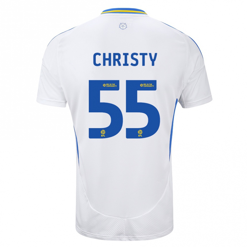 Niño Fútbol Camiseta Harry Christy #55 Blanco Azul 1ª Equipación 2024/25