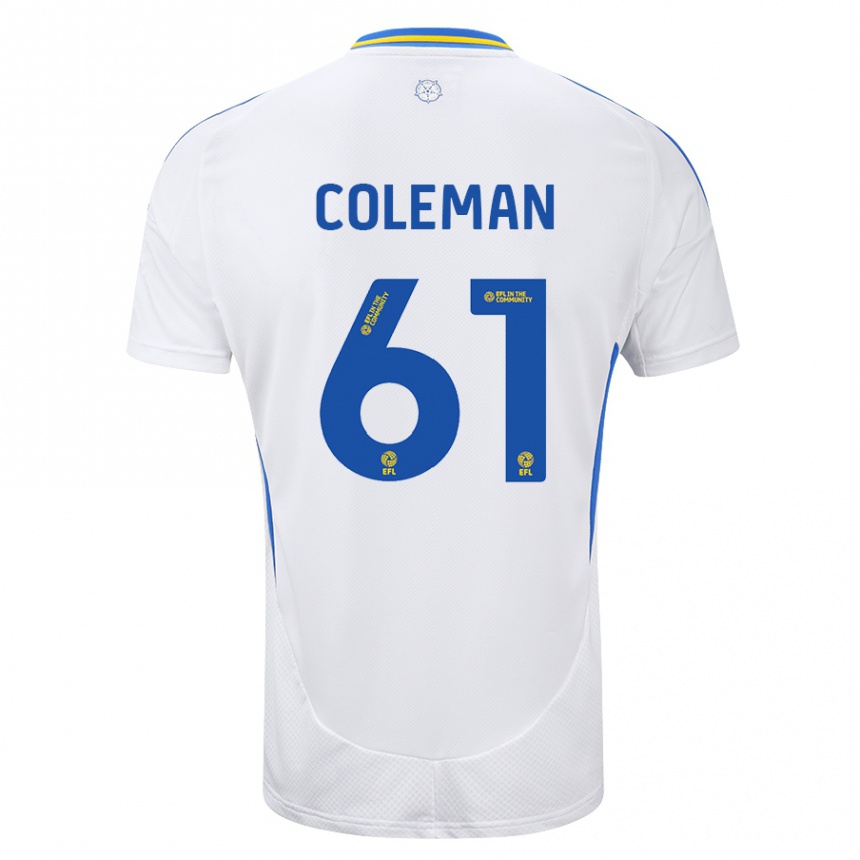 Niño Fútbol Camiseta Cian Coleman #61 Blanco Azul 1ª Equipación 2024/25