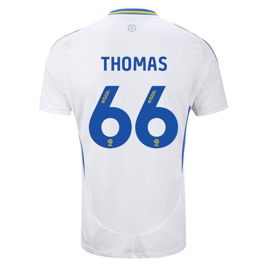 Niño Fútbol Camiseta Luca Thomas #66 Blanco Azul 1ª Equipación 2024/25