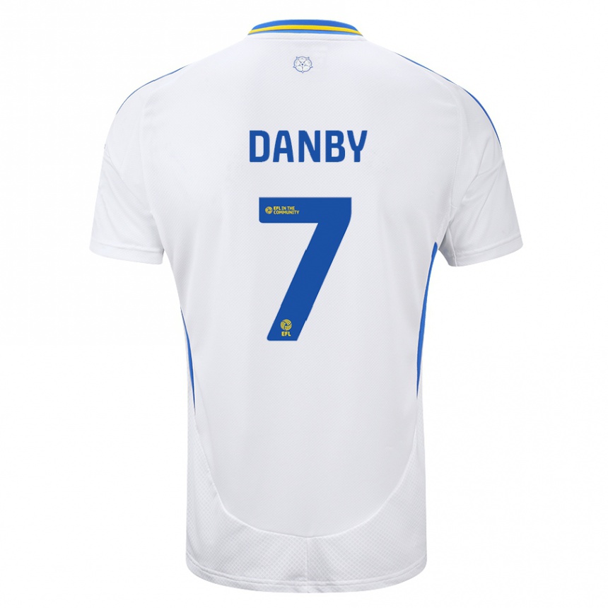 Niño Fútbol Camiseta Sarah Danby #7 Blanco Azul 1ª Equipación 2024/25