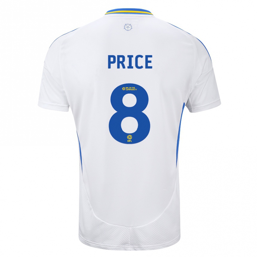 Niño Fútbol Camiseta Leoni Price #8 Blanco Azul 1ª Equipación 2024/25