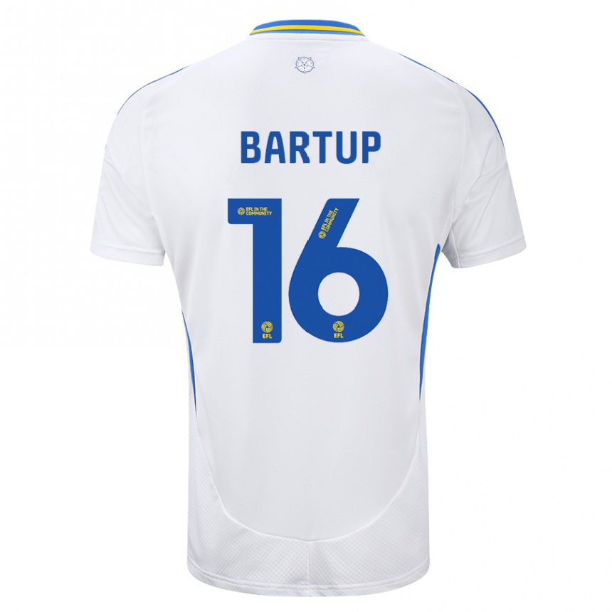 Niño Fútbol Camiseta Laura Bartup #16 Blanco Azul 1ª Equipación 2024/25