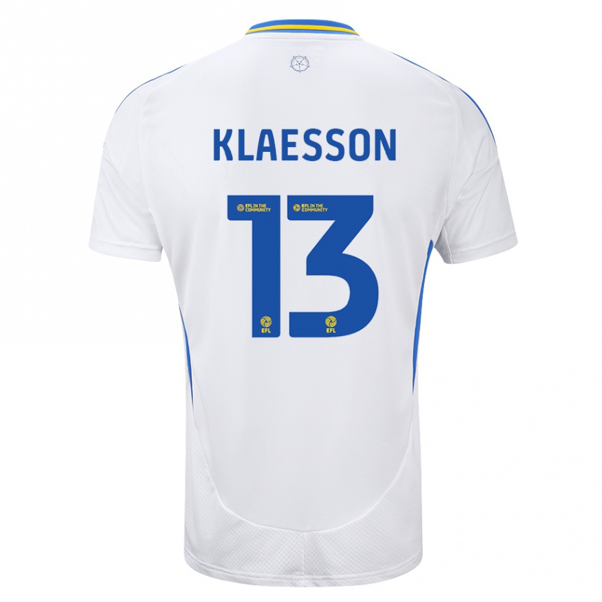 Niño Fútbol Camiseta Kristoffer Klaesson #13 Blanco Azul 1ª Equipación 2024/25