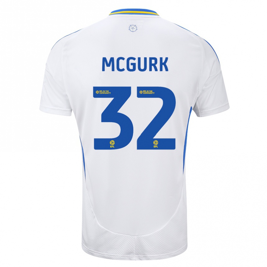 Niño Fútbol Camiseta Sean Mcgurk #32 Blanco Azul 1ª Equipación 2024/25