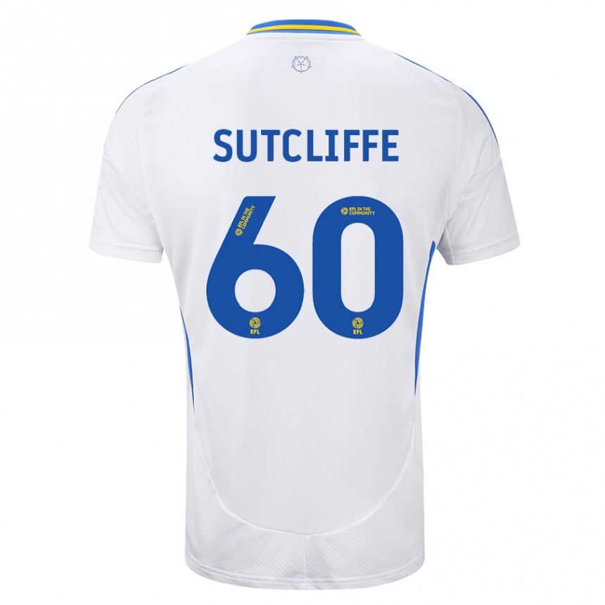 Niño Fútbol Camiseta Harvey Sutcliffe #60 Blanco Azul 1ª Equipación 2024/25