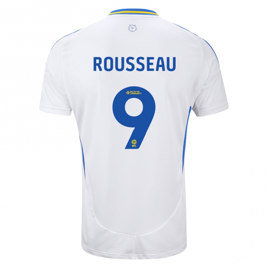 Niño Fútbol Camiseta Jess Rousseau #9 Blanco Azul 1ª Equipación 2024/25