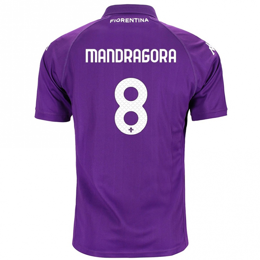 Niño Fútbol Camiseta Rolando Mandragora #8 Morado 1ª Equipación 2024/25